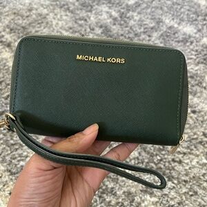 Michael Kors forest Green Wallet Wristlet